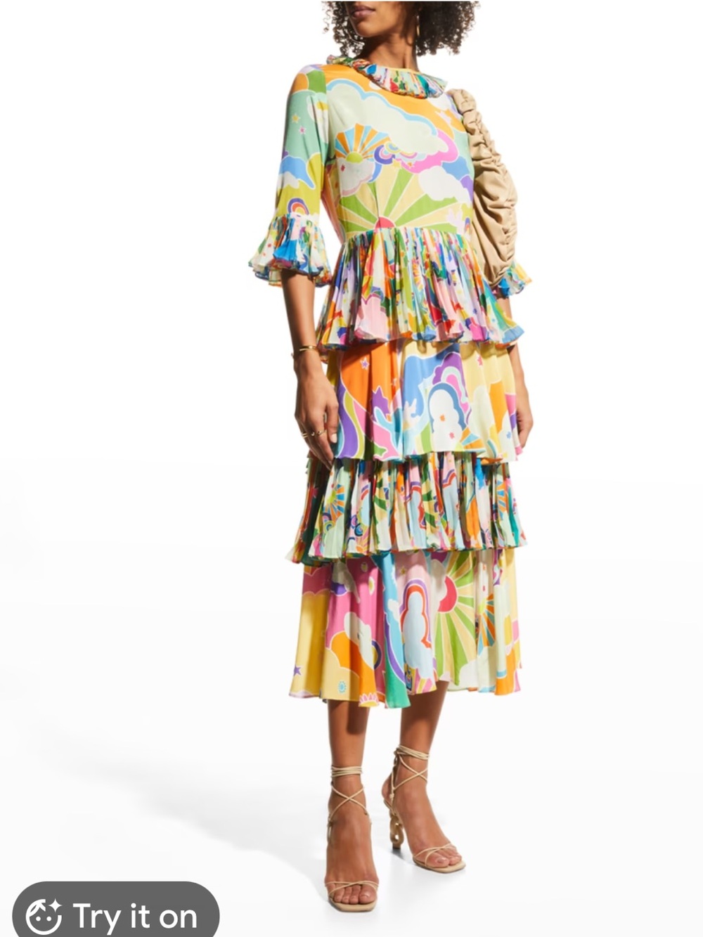 CeliaB Colorful Psychedelic Tiered Ruffle Dress